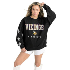 Minnesota Vikings Gameday Couture Women's Velocity Relaxed Rhinestone Pullover Sweatshirt - Black discount