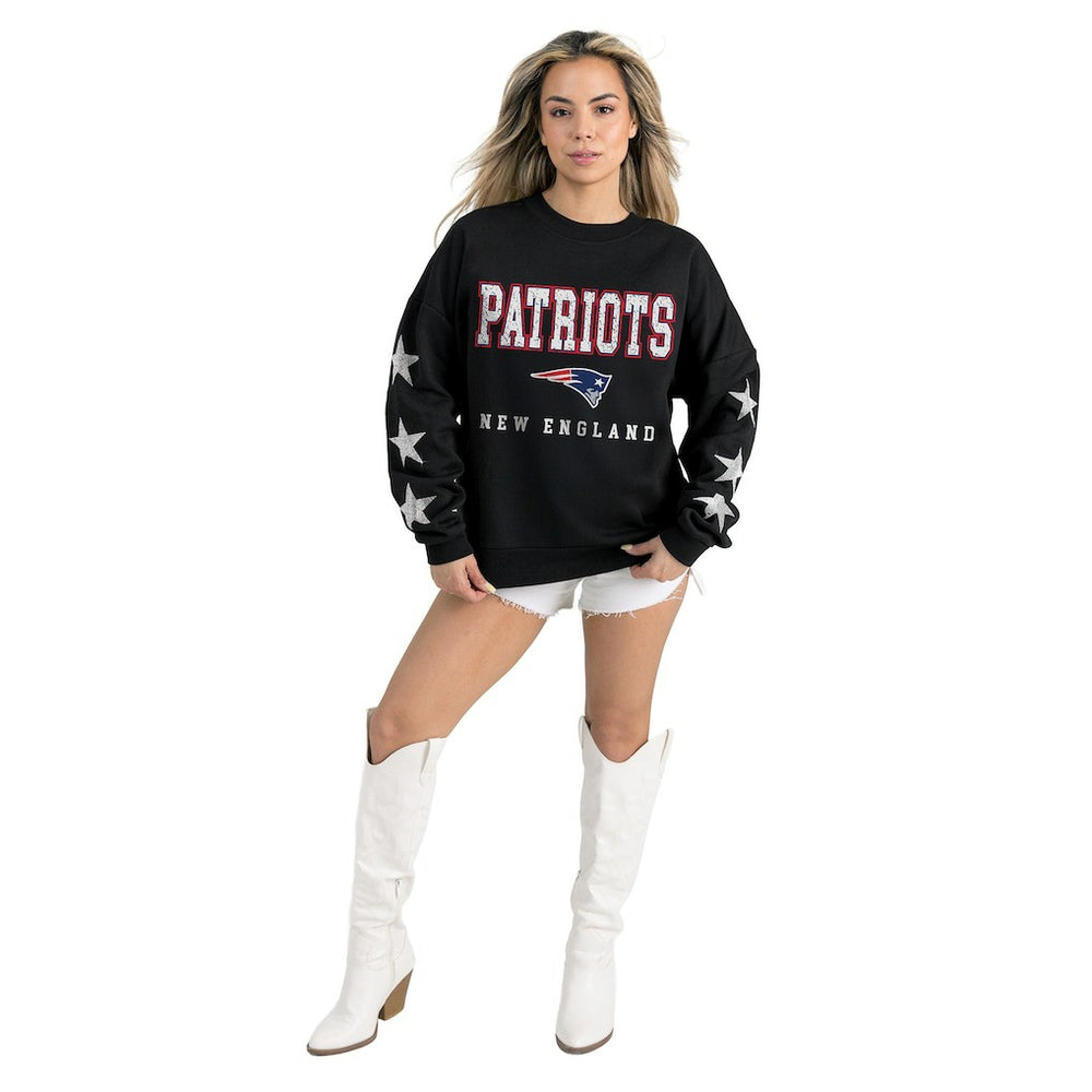 New England Patriots Gameday Couture Women's Velocity Relaxed Rhinestone Pullover Sweatshirt - Black on sale