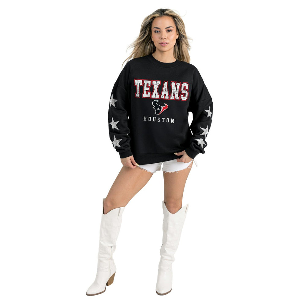 Houston Texans Gameday Couture Women's Velocity Relaxed Rhinestone Pullover Sweatshirt - Black outlet