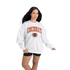Cincinnati Bengals Gameday Couture Women's Traditional Logo Oversized Premium Fleece Pullover Sweatshirt - Ash on sale