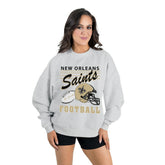New Orleans Saints Gameday Couture Women's Home Turf Oversized Premium Fleece Pullover Sweatshirt - Ash discount