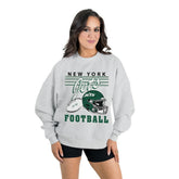New York Jets Gameday Couture Women's Home Turf Oversized Premium Fleece Pullover Sweatshirt - Ash on sale