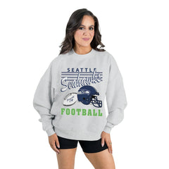 Seattle Seahawks Gameday Couture Women's Home Turf Oversized Premium Fleece Pullover Sweatshirt - Ash discount