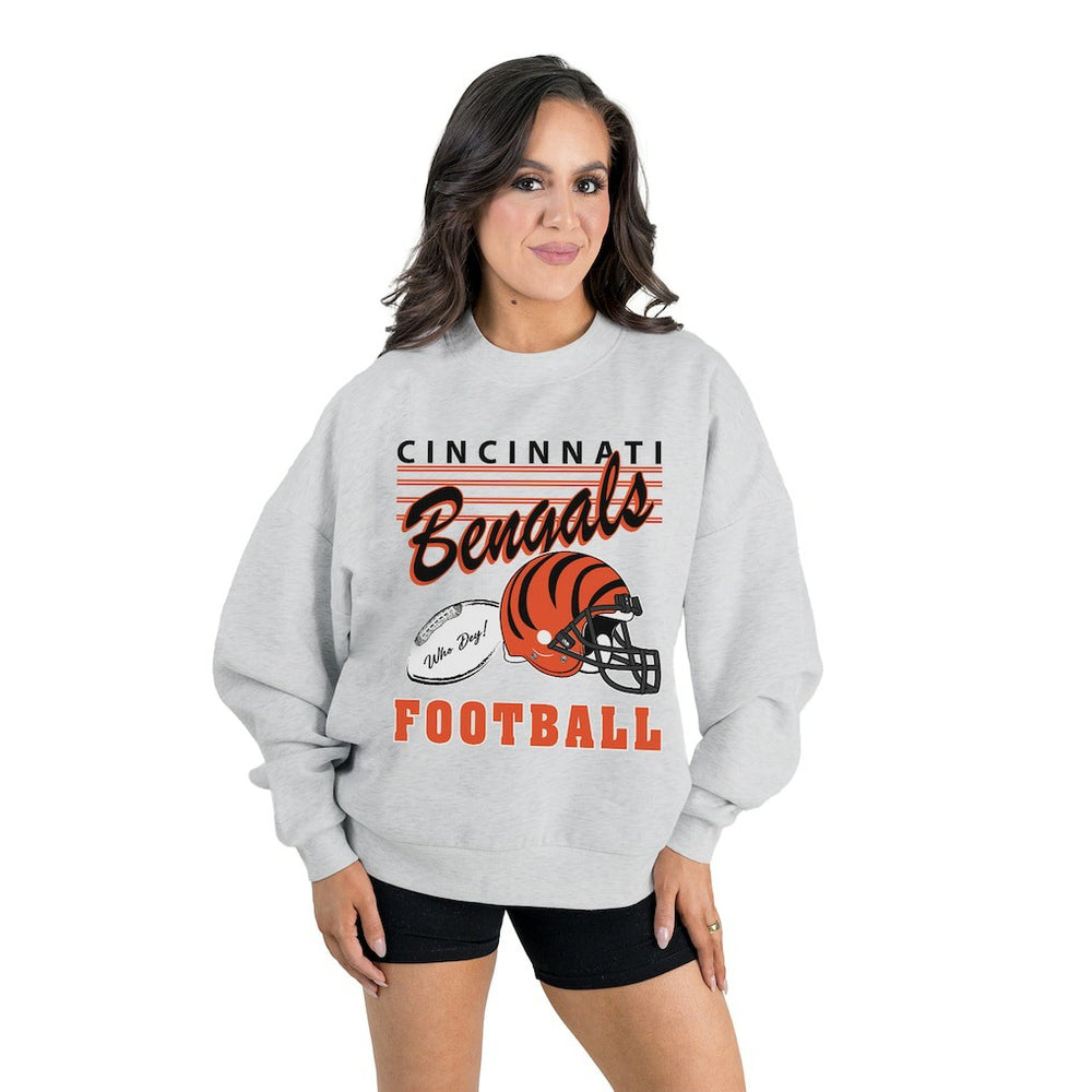 Cincinnati Bengals Gameday Couture Women's Home Turf Oversized Premium Fleece Pullover Sweatshirt - Ash discount