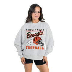 Cincinnati Bengals Gameday Couture Women's Home Turf Oversized Premium Fleece Pullover Sweatshirt - Ash discount