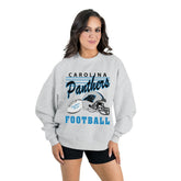Carolina Panthers Gameday Couture Women's Home Turf Oversized Premium Fleece Pullover Sweatshirt - Ash sale