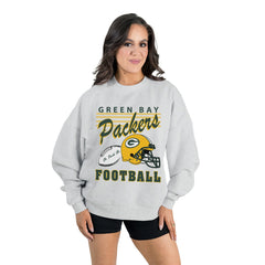Green Bay Packers Gameday Couture Women's Home Turf Oversized Premium Fleece Pullover Sweatshirt - Ash for sale