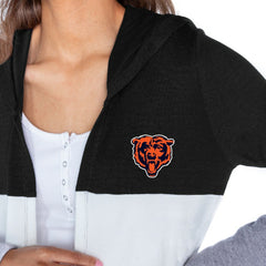 Chicago Bears Gameday Couture Women's Tri-Blend Color Block Lightweight Cardigan Hoodie - Black for sale