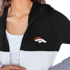 Denver Broncos Gameday Couture Women's Tri-Blend Color Block Lightweight Cardigan Hoodie - Black online