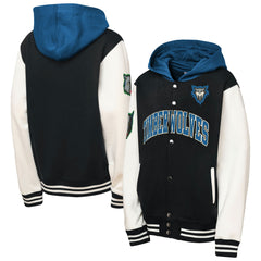 Minnesota Timberwolves Youth Hardwood Classics Courtside Fleece Full-Snap Hooded Jacket - Black outlet