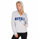 Kansas City Royals Concepts Sport Women's Liftoff Striped V-Neck Hoodie White/Gray