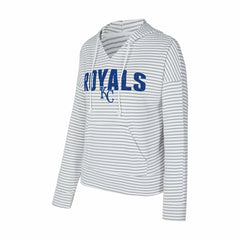 Kansas City Royals Concepts Sport Women's Liftoff Striped V-Neck Hoodie White/Gray