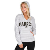 San Diego Padres Concepts Sport Women's Liftoff Striped V-Neck Hoodie White/Gray