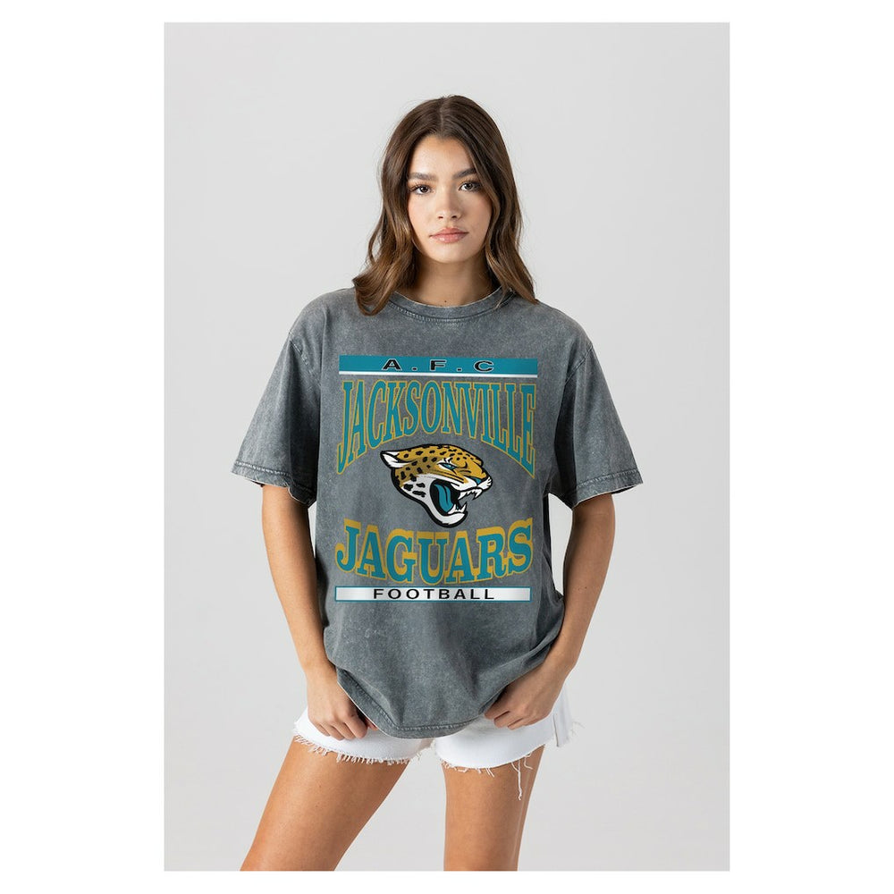 Jacksonville Jaguars Gameday Couture Women's Oversized Classic Grind Washed T-Shirt - Gray online