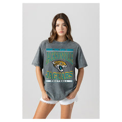 Jacksonville Jaguars Gameday Couture Women's Oversized Classic Grind Washed T-Shirt - Gray online