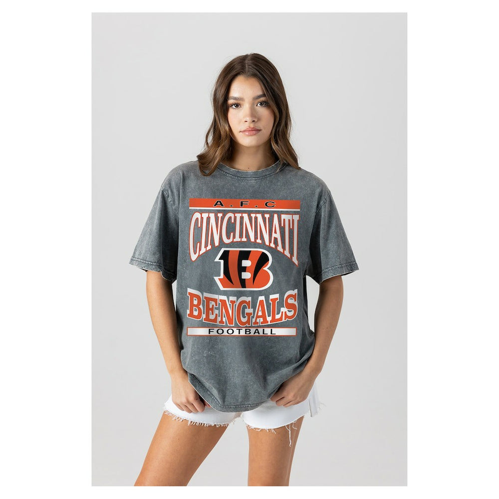 Cincinnati Bengals Gameday Couture Women's Oversized Classic Grind Washed T-Shirt - Gray outlet