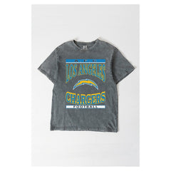 Los Angeles Chargers Gameday Couture Women's Oversized Classic Grind Washed T-Shirt - Gray on sale