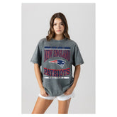 New England Patriots Gameday Couture Women's Oversized Classic Grind Washed T-Shirt - Gray discount