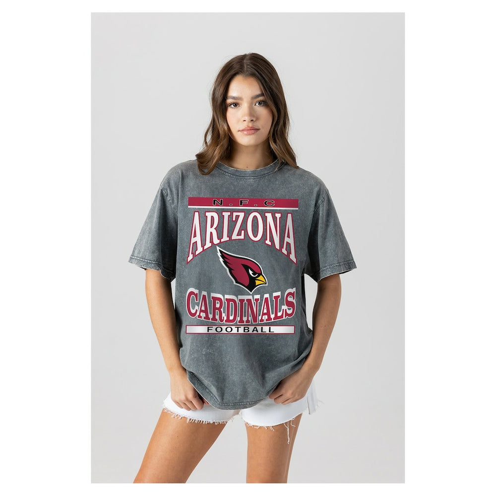 Arizona Cardinals Gameday Couture Women's Oversized Classic Grind Washed T-Shirt - Gray cheap