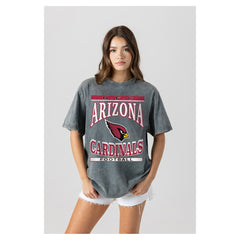 Arizona Cardinals Gameday Couture Women's Oversized Classic Grind Washed T-Shirt - Gray cheap