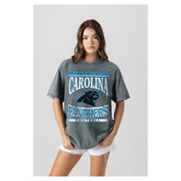Carolina Panthers Gameday Couture Women's Oversized Classic Grind Washed T-Shirt - Gray cheap