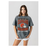 Cleveland Browns Gameday Couture Women's Oversized Classic Grind Washed T-Shirt - Gray outlet