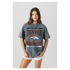 Denver Broncos Gameday Couture Women's Oversized Classic Grind Washed T-Shirt - Gray on sale