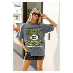 Green Bay Packers Gameday Couture Women's Oversized Classic Grind Washed T-Shirt - Gray on sale