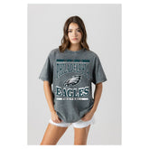 Philadelphia Eagles Gameday Couture Women's Oversized Classic Grind Washed T-Shirt - Gray for sale