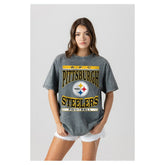 Pittsburgh Steelers Gameday Couture Women's Oversized Classic Grind Washed T-Shirt - Gray online