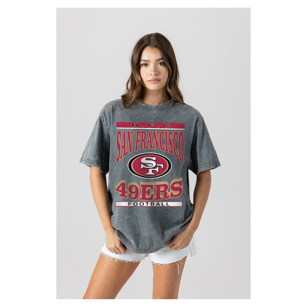San Francisco 49ers Gameday Couture Women's Oversized Classic Grind Washed T-Shirt - Gray discount