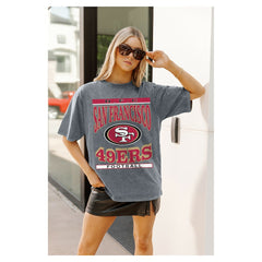 San Francisco 49ers Gameday Couture Women's Oversized Classic Grind Washed T-Shirt - Gray discount