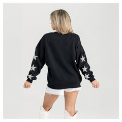 Los Angeles Chargers Gameday Couture Women's Pure Victory Rhinestud Star-Sleeve Pullover Sweatshirt - Black cheap