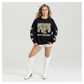 New Orleans Saints Gameday Couture Women's Pure Victory Rhinestud Star-Sleeve Pullover Sweatshirt - Black on sale