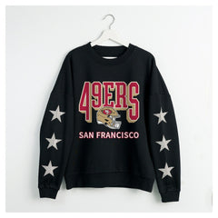 San Francisco 49ers Gameday Couture Women's Pure Victory Rhinestud Star-Sleeve Pullover Sweatshirt - Black discount