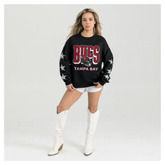 Tampa Bay Buccaneers Gameday Couture Women's Pure Victory Rhinestud Star-Sleeve Pullover Sweatshirt - Black online