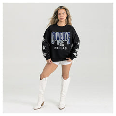 Dallas Cowboys Gameday Couture Women's Pure Victory Rhinestud Star-Sleeve Pullover Sweatshirt - Black cheap