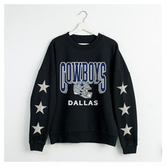 Dallas Cowboys Gameday Couture Women's Pure Victory Rhinestud Star-Sleeve Pullover Sweatshirt - Black cheap