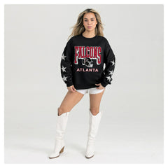 Atlanta Falcons Gameday Couture Women's Pure Victory Rhinestud Star-Sleeve Pullover Sweatshirt - Black outlet