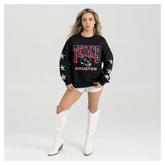 Houston Texans Gameday Couture Women's Pure Victory Rhinestud Star-Sleeve Pullover Sweatshirt - Black sale