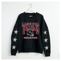 Houston Texans Gameday Couture Women's Pure Victory Rhinestud Star-Sleeve Pullover Sweatshirt - Black sale