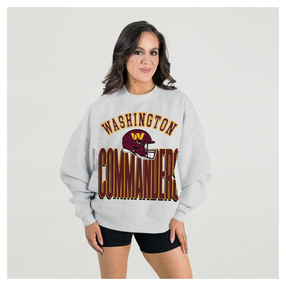 Washington Commanders Gameday Couture Women's Fierce Focus Premium Oversized Fleece Pullover Sweatshirt - Ash discount