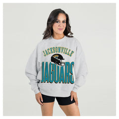 Jacksonville Jaguars Gameday Couture Women's Fierce Focus Premium Oversized Fleece Pullover Sweatshirt - Ash cheap