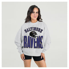 Baltimore Ravens Gameday Couture Women's Fierce Focus Premium Oversized Fleece Pullover Sweatshirt - Ash for sale