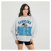 Carolina Panthers Gameday Couture Women's Fierce Focus Premium Oversized Fleece Pullover Sweatshirt - Ash discount
