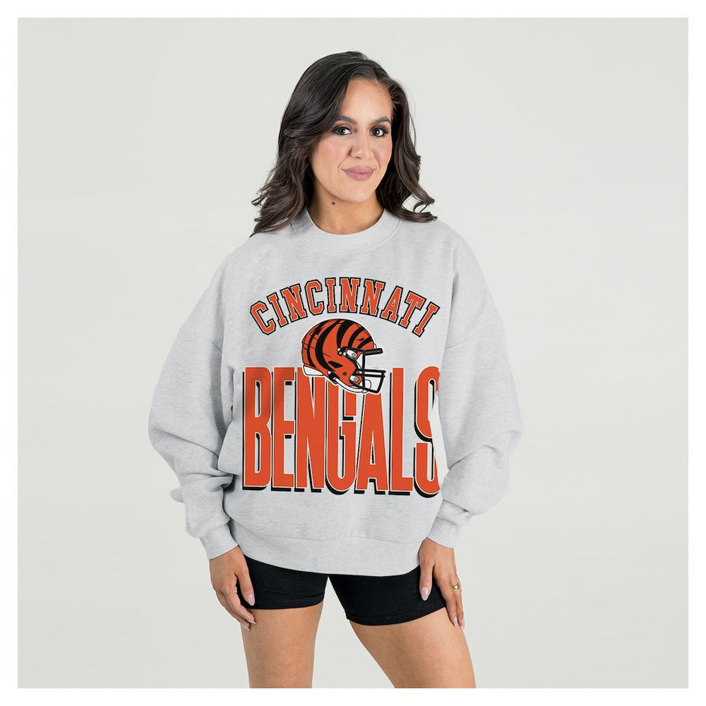 Cincinnati Bengals Gameday Couture Women's Fierce Focus Premium Oversized Fleece Pullover Sweatshirt - Ash for sale