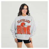 Cleveland Browns Gameday Couture Women's Fierce Focus Premium Oversized Fleece Pullover Sweatshirt - Ash discount