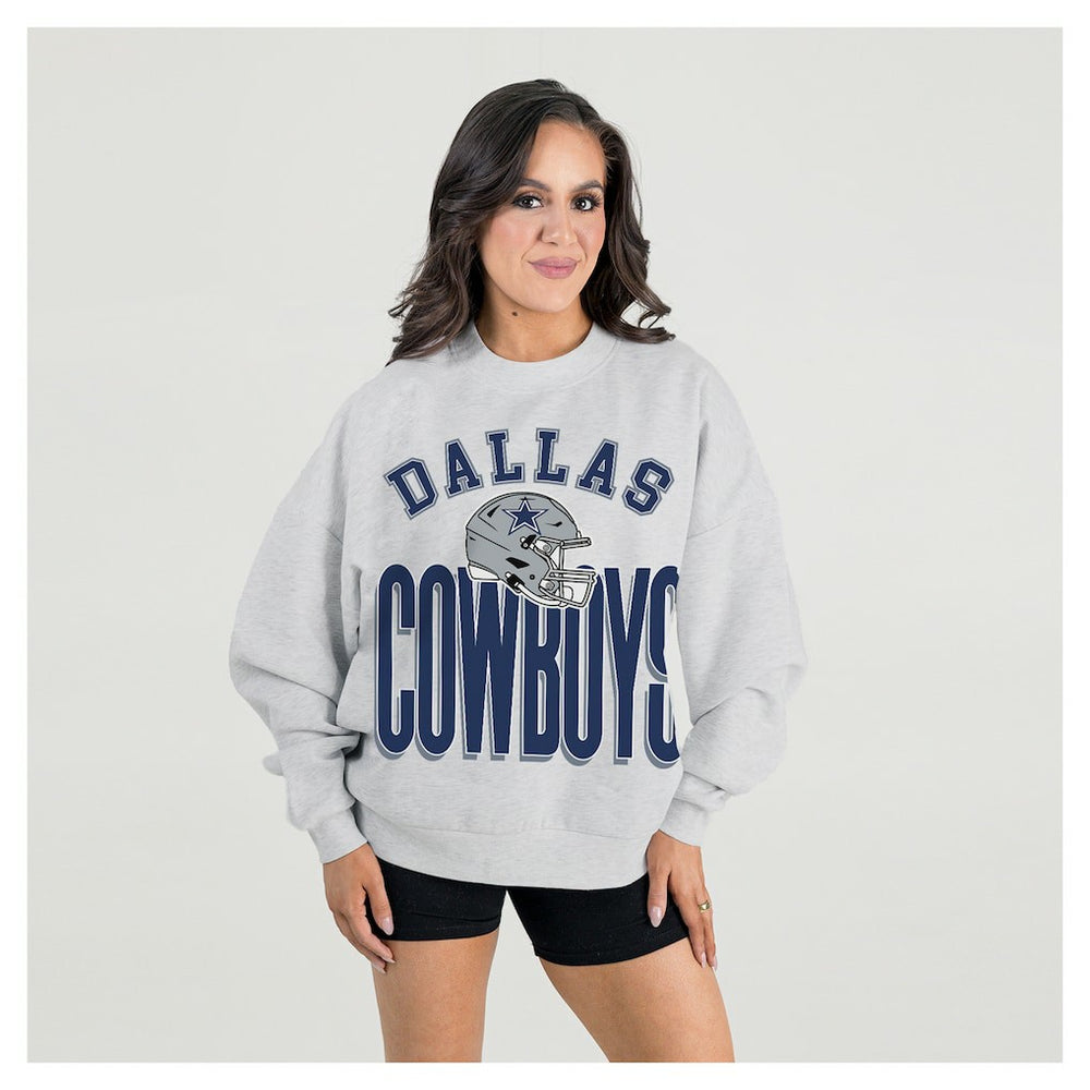 Dallas Cowboys Gameday Couture Women's Fierce Focus Premium Oversized Fleece Pullover Sweatshirt - Ash online
