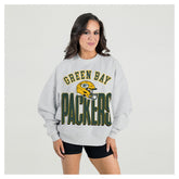 Green Bay Packers Gameday Couture Women's Fierce Focus Premium Oversized Fleece Pullover Sweatshirt - Ash sale