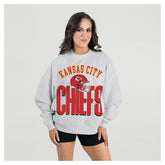 Kansas City Chiefs Gameday Couture Women's Fierce Focus Premium Oversized Fleece Pullover Sweatshirt - Ash on sale
